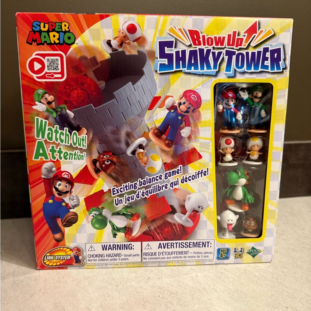 Nintendo Super Mario Blow Up Shaky Tower Game - Red, Blue, Yellow
